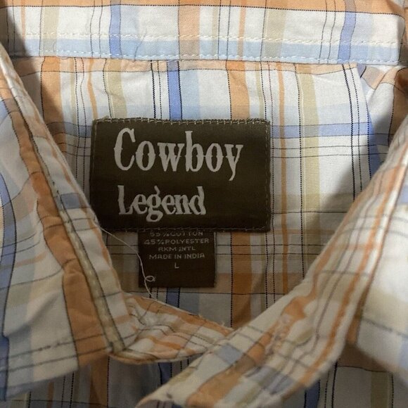 Cowboy Legend Shirt Mens Large Diamond Pearl Snap Western Rodeo Stripe - Picture 2 of 4